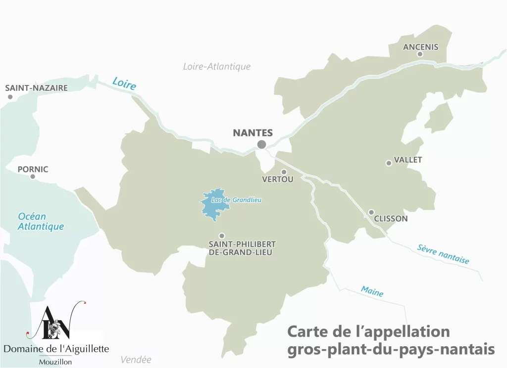 Carte de l'appellation Gros-plant-du-pays-nantais